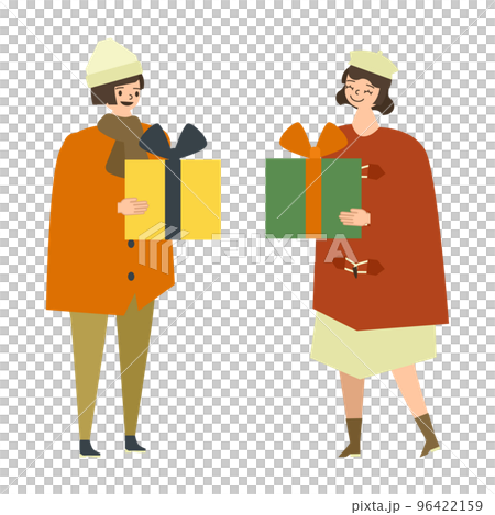 プレゼント交換をする男女のイラスト 96422159