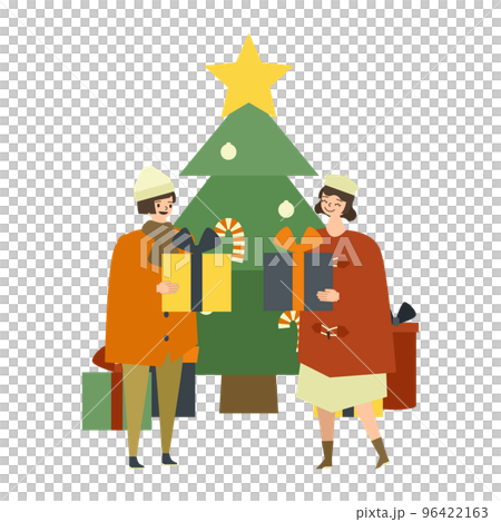クリスマスプレゼントを交換する2人のイラスト 96422163