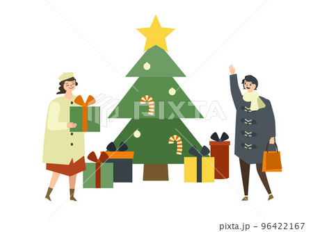 クリスマスデートの待ち合わせをする2人のイラスト クリスマスデートの待ち合わせをする2人のイラスト 96422167