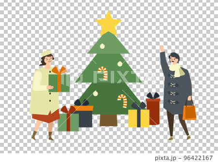 クリスマスデートの待ち合わせをする2人のイラスト クリスマスデートの待ち合わせをする2人のイラスト 96422167