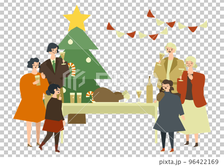 一家人舉辦聖誕晚會的插圖 96422169