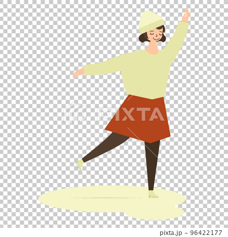 スケートをする女性のイラスト 96422177