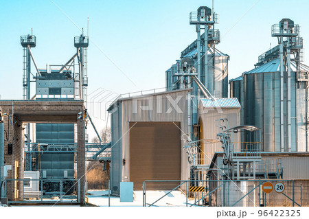 Entrance gate to agricultural grain elevator building Entrance gate to agricultural grain elevator building 96422325