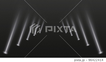 Stage spotlights, realistic light corridor, shiny white beams overlay effect for music stage or awards nomination 96422414
