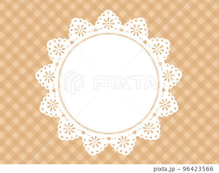 レースフレームとギンガムチェックベージュ 96423566