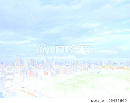 東京の街並み。俯瞰風景。イラスト風の写真。シティポップ調。 東京の街並み。俯瞰風景。イラスト風の写真。シティポップ調。 96425660