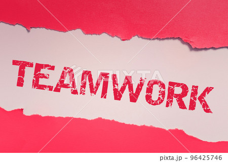 Conceptual display Teamwork. Internet Concept Group of showing who work together as one and with the same aim Conceptual display Teamwork. Internet Concept Group of showing who work together as one and with the same aim 96425746