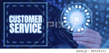 Handwriting text Customer Service. Concept meaning direct interaction with the consumers offering support Handwriting text Customer Service. Concept meaning direct interaction with the consumers offering support 96426212