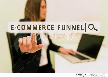 Conceptual caption E Commerce Funnel. Word for a tool used to optimise the usability of the online assets 96426300