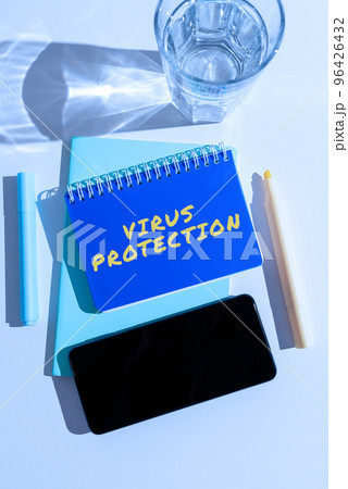 Handwriting text Virus Protection. Business concept program designed to protect computers from malware 96426432