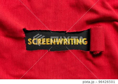 Conceptual display Screenwriting. Business concept the art and craft of writing scripts for media communication Conceptual display Screenwriting. Business concept the art and craft of writing scripts for media communication 96426501