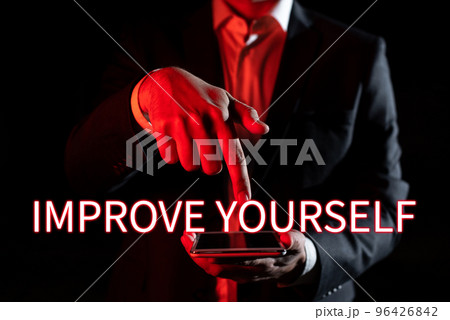 Hand writing sign Improve Yourself. Internet Concept to make your skills looks becoming a better person Hand writing sign Improve Yourself. Internet Concept to make your skills looks becoming a better person 96426842
