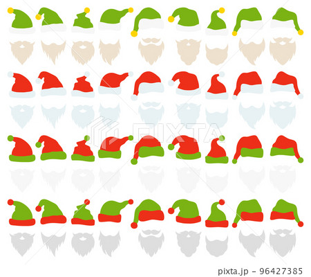 Beard with christmas hat on white background 96427385