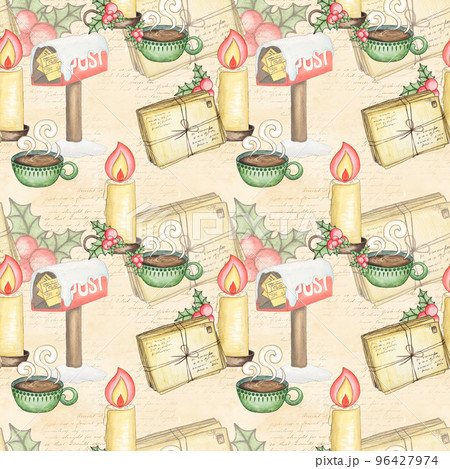 Winer theme, seamless pattern, hand drawn Christmas mail 96427974