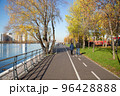 park and autumn trees near Moscow river 96428888