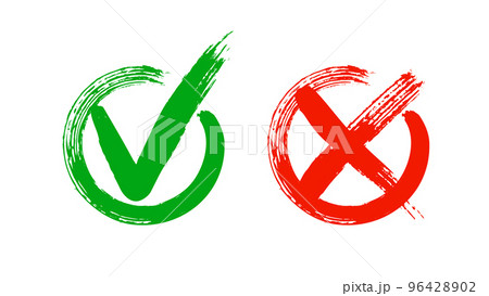 Check Marks painted with a brush, isolated on white. Grunge checkmarks. Check Marks painted with a brush, isolated on white. Grunge checkmarks. 96428902