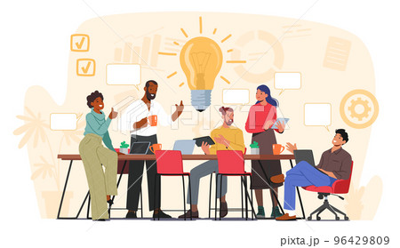 Brainstorming Team Concept. Business People Discussing Idea on Board Meeting in Office. Teamwork Project Development 96429809