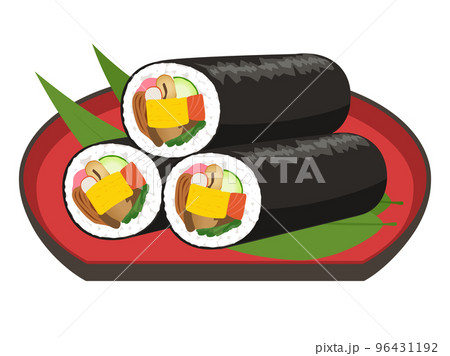お盆に乗った恵方巻_節分 お盆に乗った恵方巻_節分 96431192