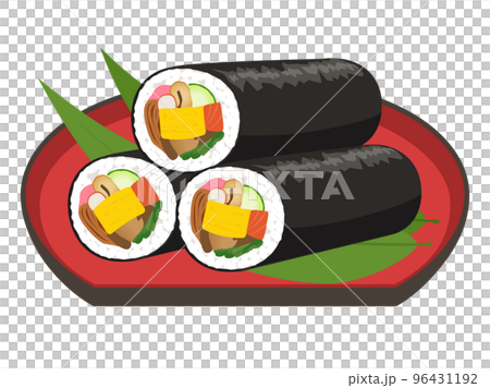 お盆に乗った恵方巻_節分 お盆に乗った恵方巻_節分 96431192