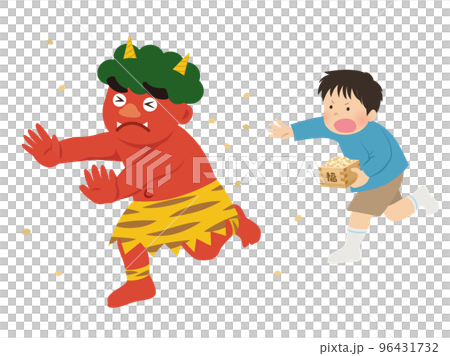 紅魔帶著種豆子的少年逃跑_節分 96431732