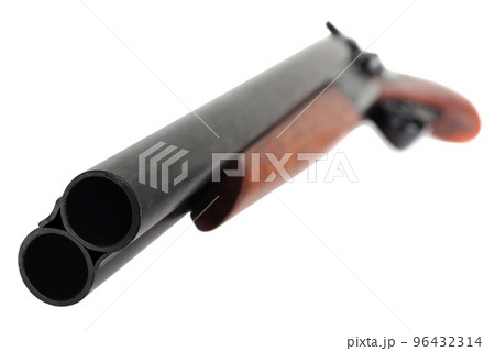 Illegal crime weapon. Sawn-off shotgun Illegal crime weapon. Sawn-off shotgun 96432314