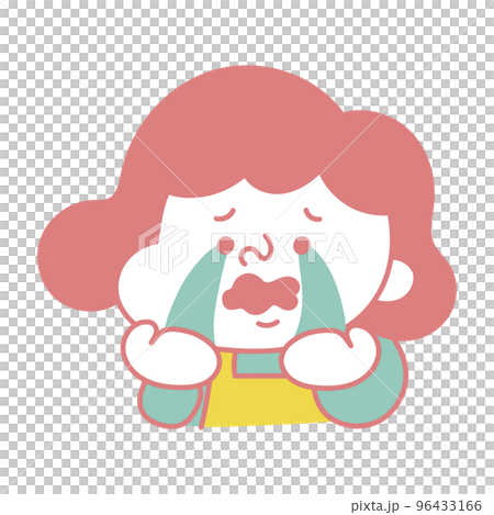 Simple Illustration material of a comical female character crying out loud 96433166