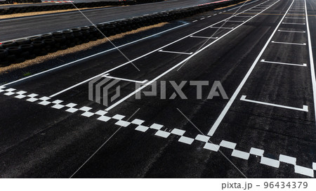 Aerial top view grid start, Start of track, Racing asphalt road 96434379