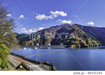 東京都　奥多摩湖　紅葉の風景 96435191