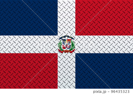 3D Flag of Dominican Republic on a metal 96435323