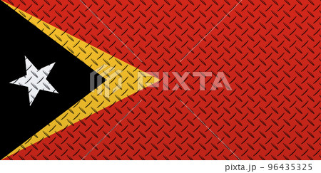 3D Flag of East Timor on a metal 96435325