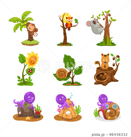 Illustration isolated set of animal on white background Illustration isolated set of animal on white background 96436332