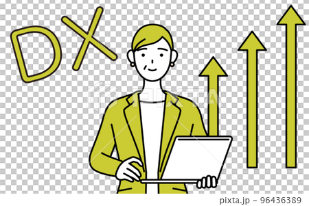 Image of DX conversion, senior woman in suit who succeeded in business improvement, female manager / career woman 96436389