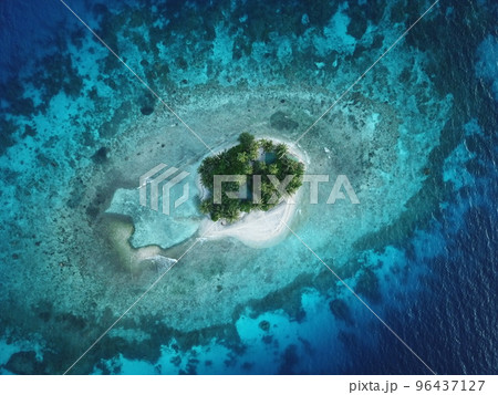 Uninhabited island JEEP island in Chuuk, Micronesia. Here is the world's greatest wreck diving destination.Uninhabited island Fonom island in Chuuk, Micronesia. Here is the world's greatest wreck div 96437127