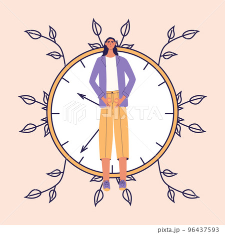 Menopause, climacteric, hormone replcement concept. Mature women hold hands symbolizin female genital organs. Middle aged lady flat vector illustration Menopause, climacteric, hormone replcement concept. Mature women hold hands symbolizin female genital organs. Middle aged lady flat vector illustration 96437593