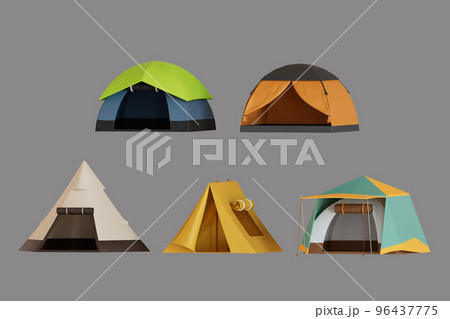 5 types of tents. 3D Render illustration 5 types of tents. 3D Render illustration 96437775