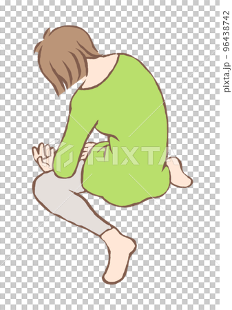 一個感到沮喪並坐下的女人的背影插圖 一個感到沮喪並坐下的女人的背影插圖 96438742