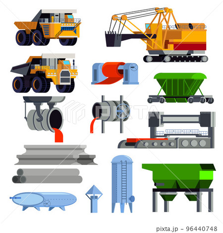 Flat Steel Production Metallurgy Icon Set Flat Steel Production Metallurgy Icon Set 96440748