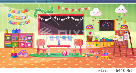 Montessori kindergarten playroom with toys Montessori kindergarten playroom with toys 96440969