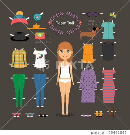Dress up paper doll with big head 96441045