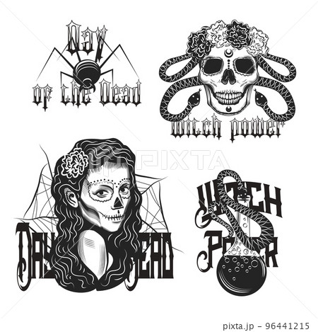 Set of witch's vintage emblems, labels, badges,...のイラスト素材 [96441215 ...