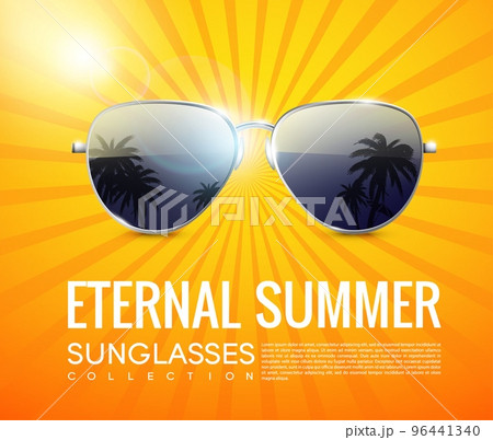 Realistic Fashionable Aviator Sunglasses Poster 96441340