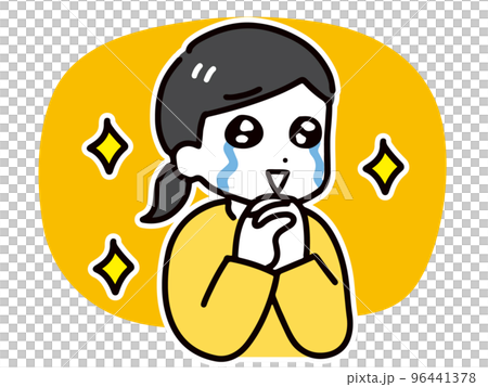 A young woman in casual clothes (upper body) is moved to tears A young woman in casual clothes (upper body) is moved to tears 96441378