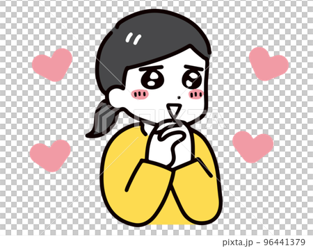 A young woman in casual clothes who is excited (upper body) A young woman in casual clothes who is excited (upper body) 96441379