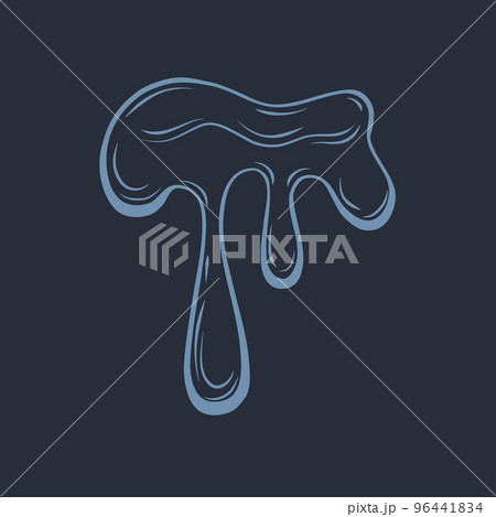 Dripping liquid outline. Contoured illustration of a flowing viscous liquid. Wax, honey, slime. Vector icon. 96441834