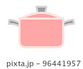 黒い持ち手の付いた赤い両手鍋のイラスト（蓋あり） 96441957