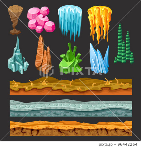 Colorful Game Landscape Elements Set 96442264