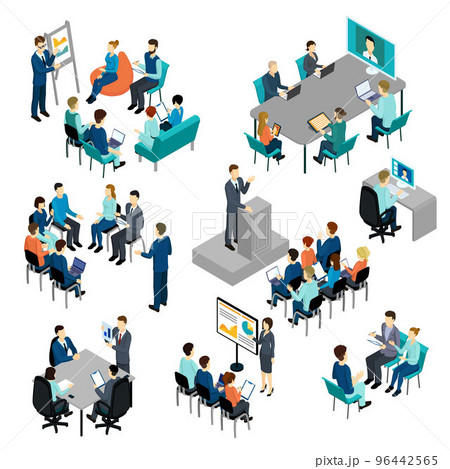 Isometric Coaching Characters Set 96442565