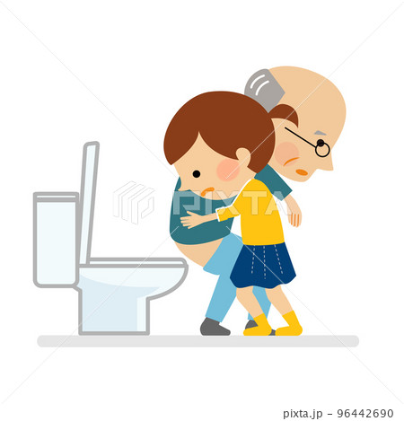 祖父母の介護をする子供 祖父母の介護をする子供 96442690