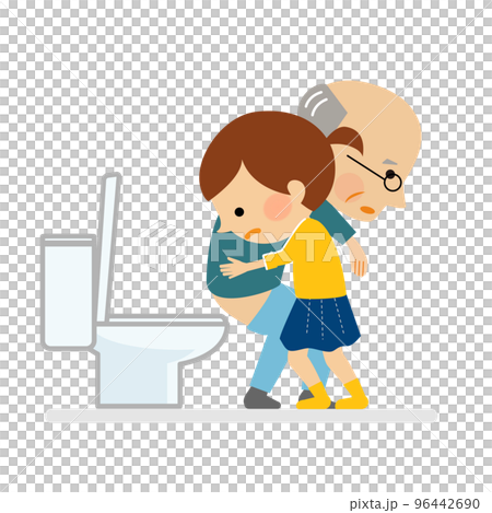 祖父母の介護をする子供 祖父母の介護をする子供 96442690