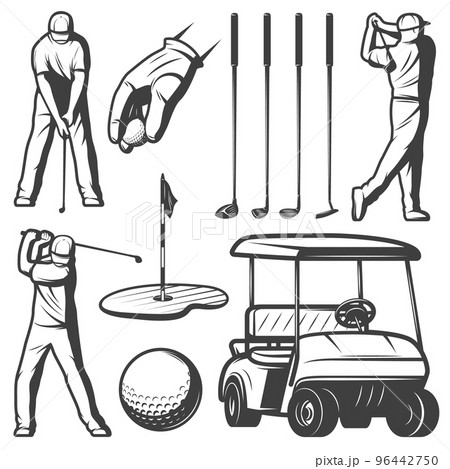 Vintage Golf Elements Collectionのイラスト素材 [96442750] - PIXTA